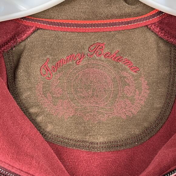 Tommy Bahama Mens Sweatshirt Medium Maroon Pima Cotton 1/4 Zip Mock Neck - Picture 4 of 8